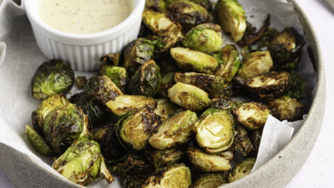 Brussels Sprouts on Grey Plate