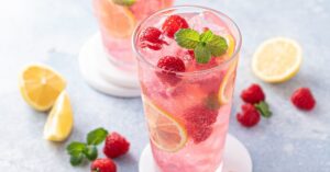 Cold Raspberry Lemon Punch in a Glass of Ice