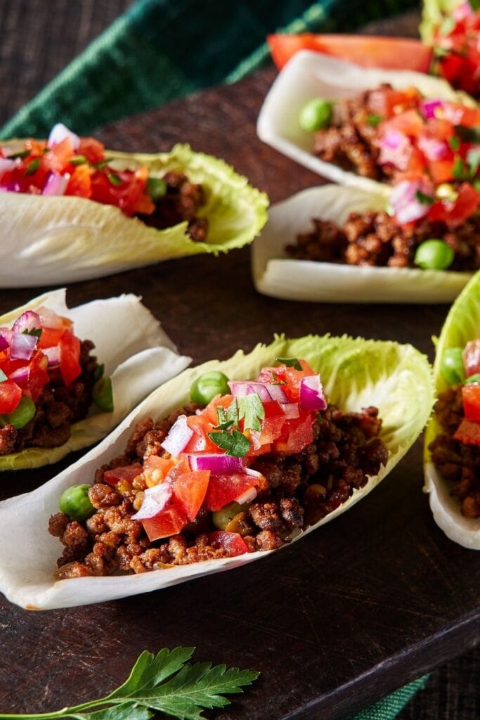 Endive Salad Boats with Pico De Gallo and Minced Meat