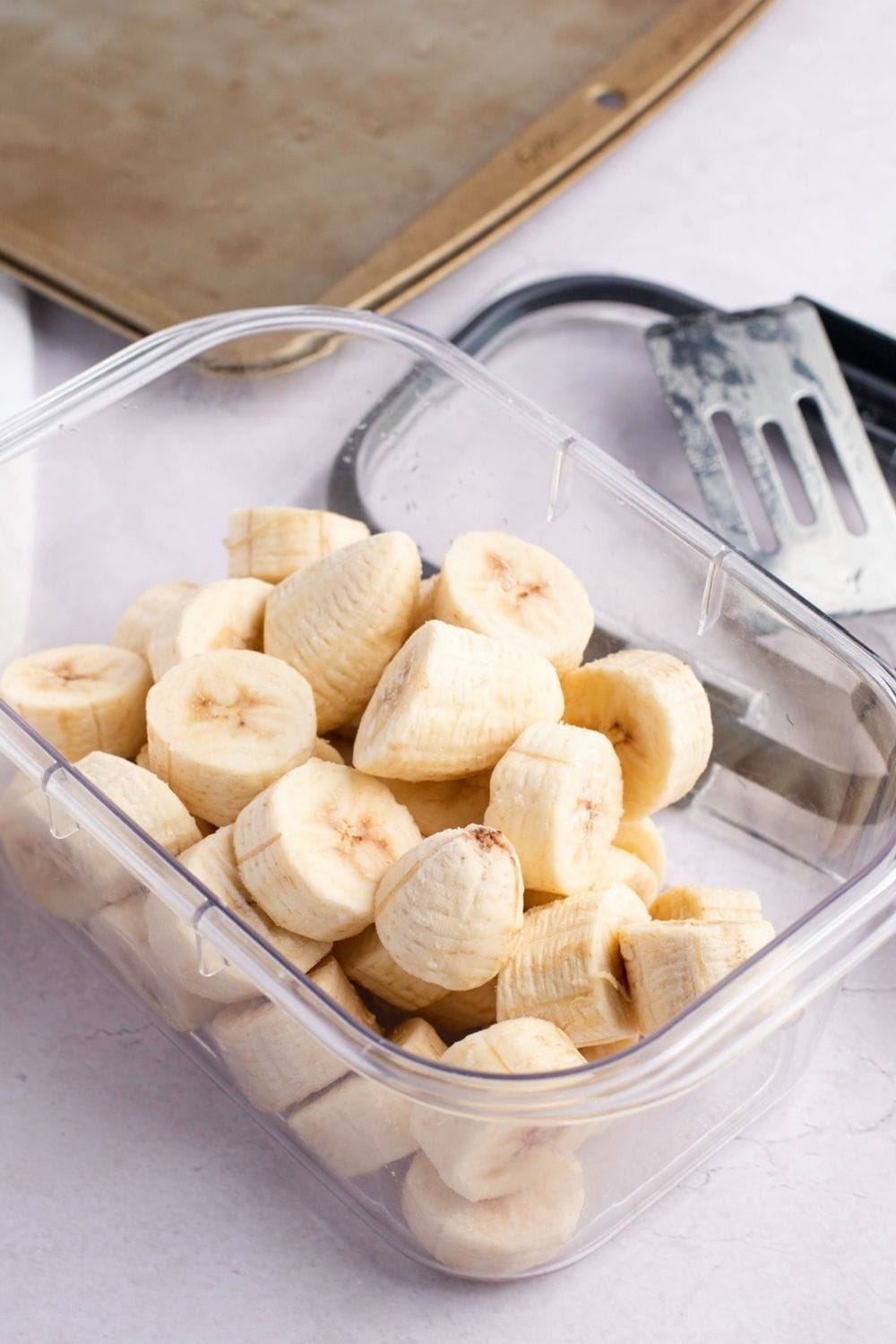 Fresh Banana Slices in a Glass Bowl