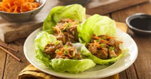 Homemade Asian Chicken Lettuce Wraps in a Plate