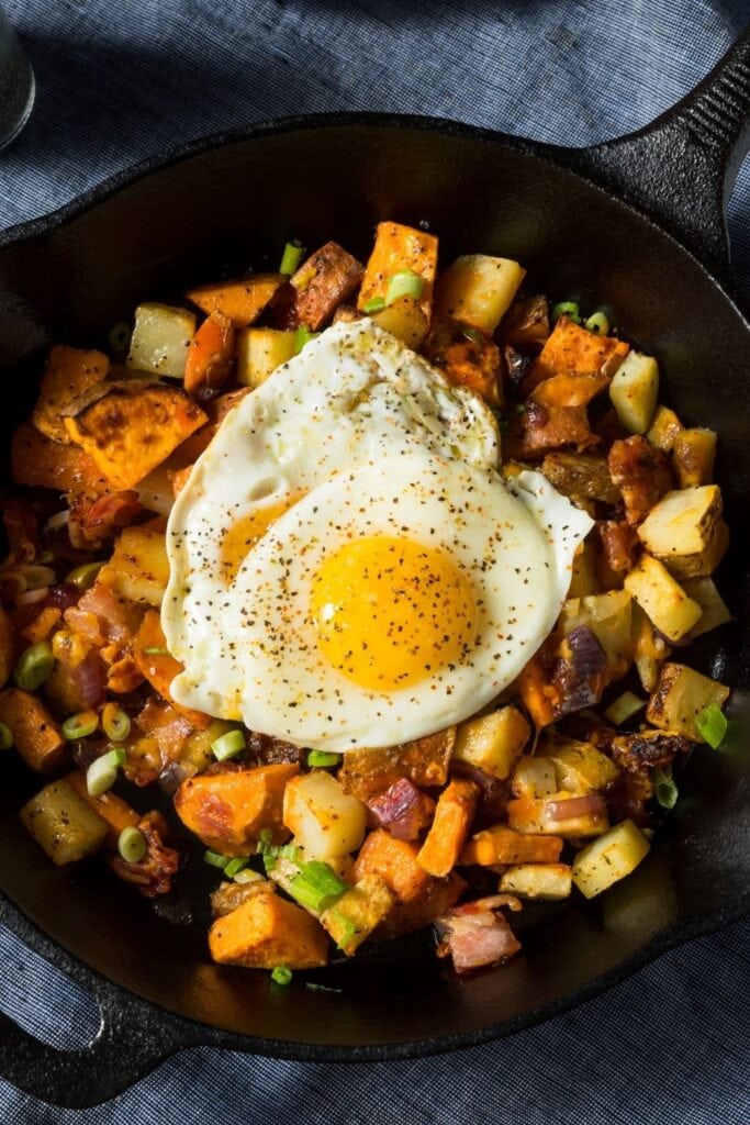 Homemade Breakfast Skillet with Eggs, Ham and Potatoes