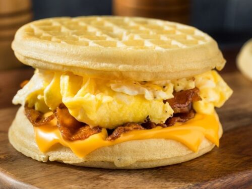 Mini Waffle Breakfast Sandwiches - The Sweet and Simple Kitchen