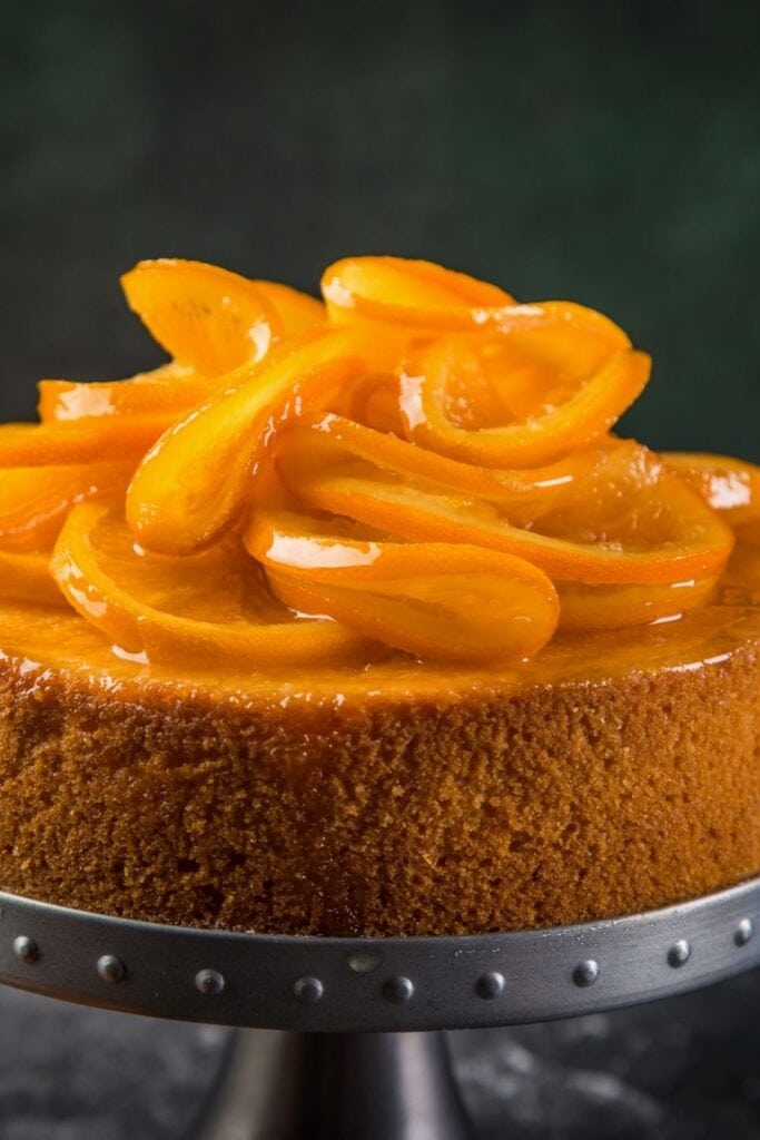 Homemade Orange Polenta Cake with Candied Oranges on top