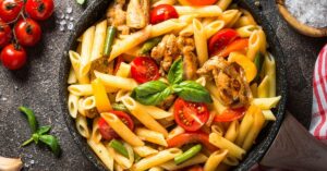 Homemade Penne Pasta with Vegetables and Chicken