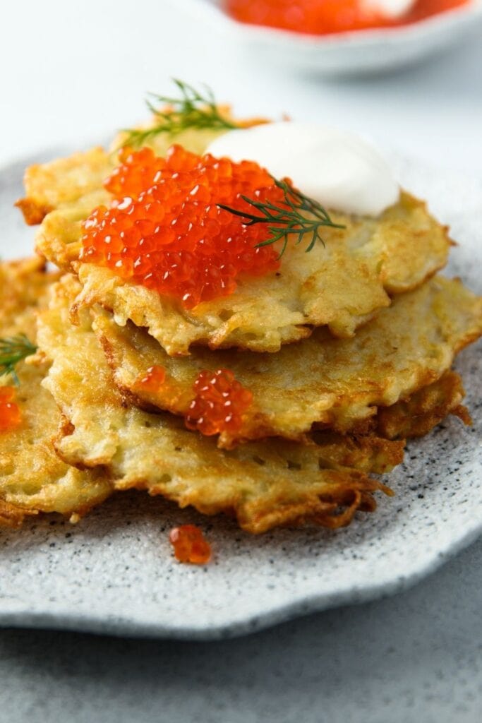 Homemade Potato Pancakes with Caviar