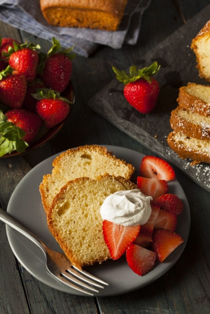 Homemade Pound Cake with Strawberries and Cream