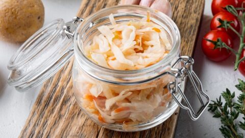 Preserved Sauerkraut in a Glass Jar