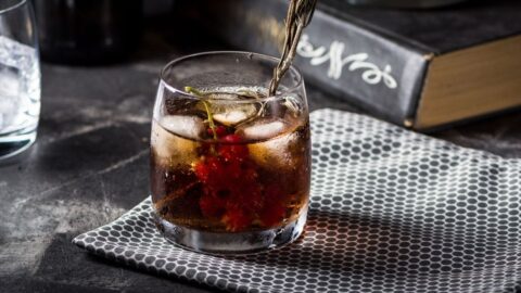 Refreshing Smoked Island Iced Tea Cocktail in a Cold Glass