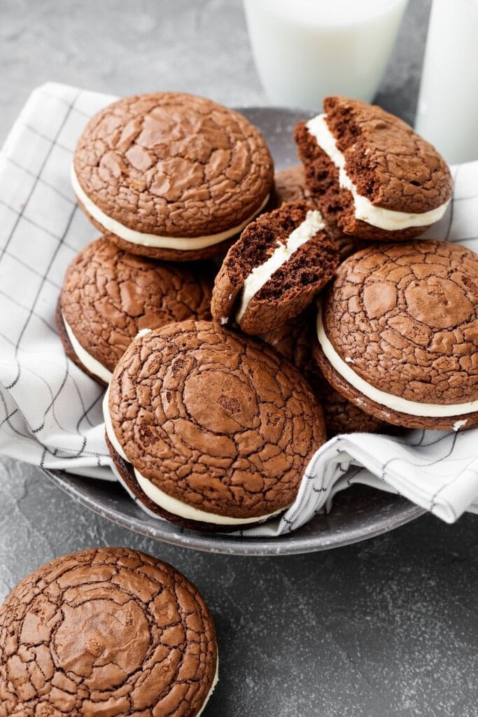 Brownie Sandwich Cookies with Cream Cheese Filling