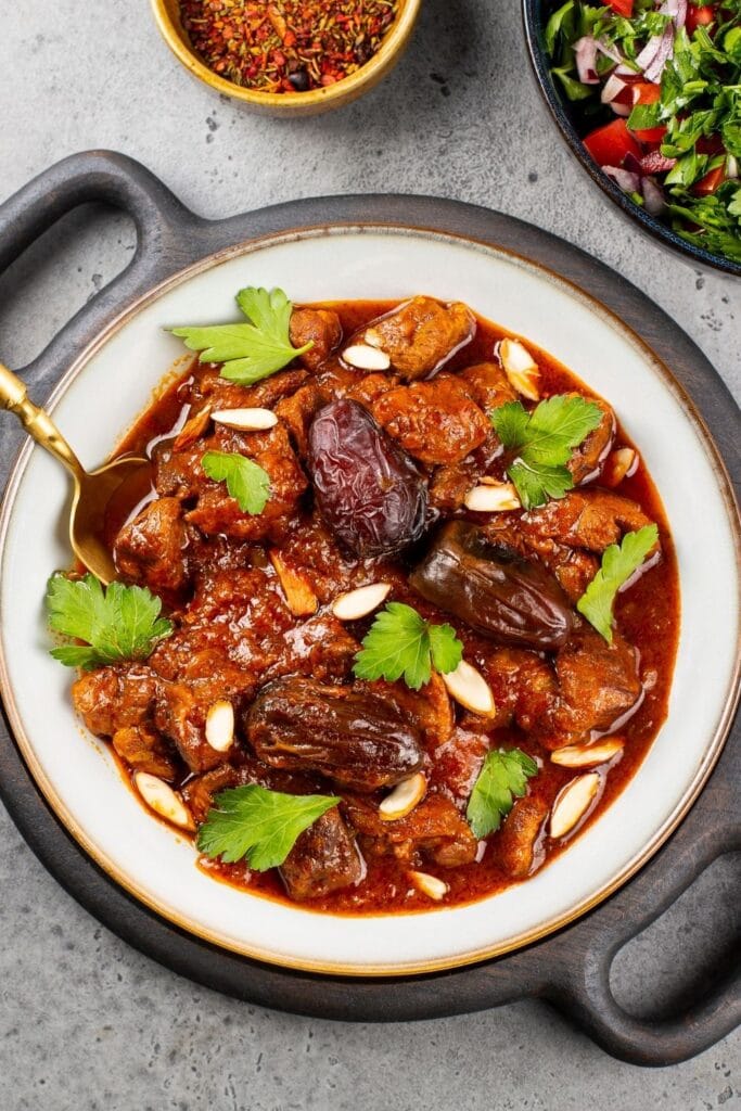Spicy Lamb Tagine with Dates and Almonds