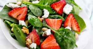 Spring Salad with Strawberries, Feta Cheese and Spinach