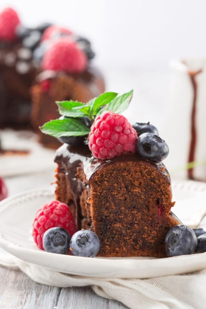 A Slice of Chocolate Cake with Berries