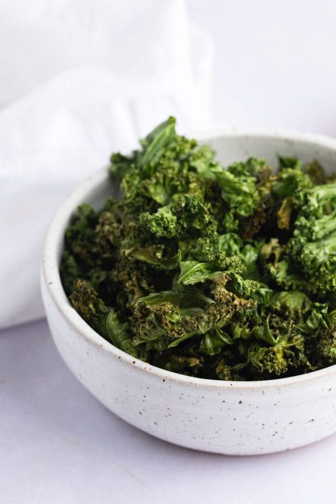 Air Fryer Kale Chips in a Bowl