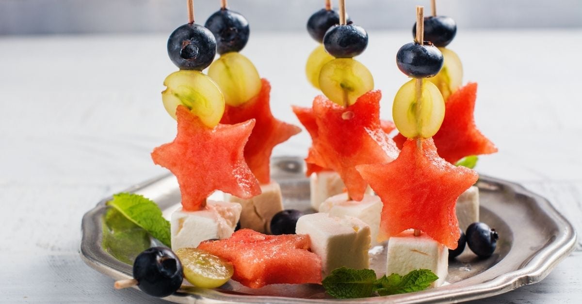 Appetizing Watermelon and Blueberry Skewers with Feta Cheese