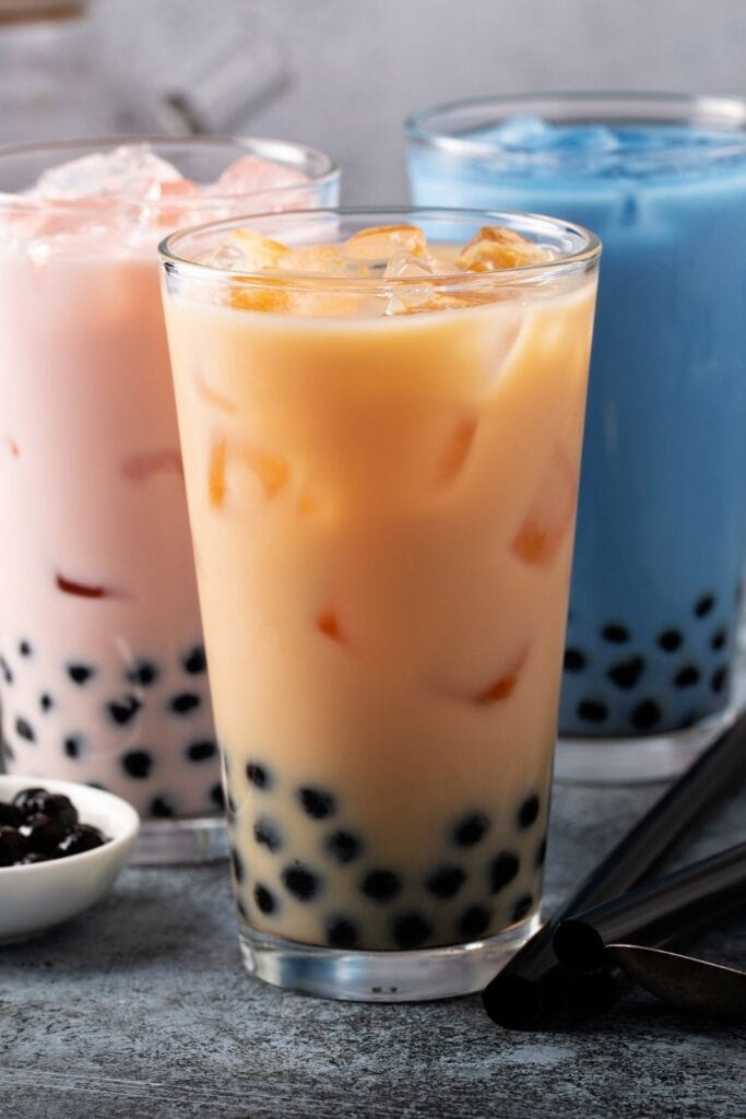 Assorted Bubble Tea in Tall Glasses