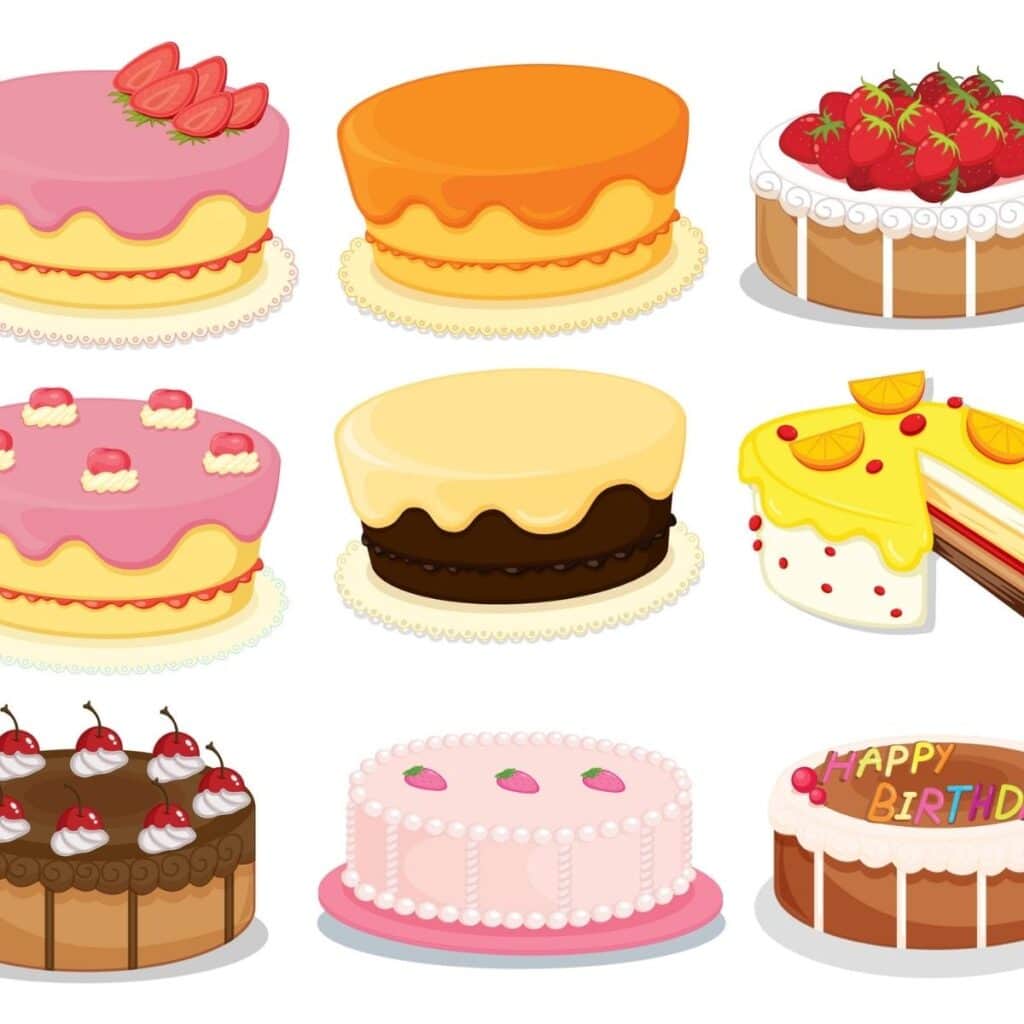 Variety of Birthday Cakes Image Drawing