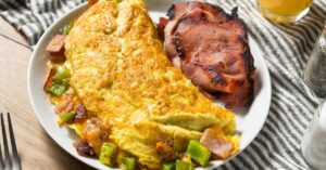 Breakfast Omelette with Canadian Bacon and Cheddar Cheese