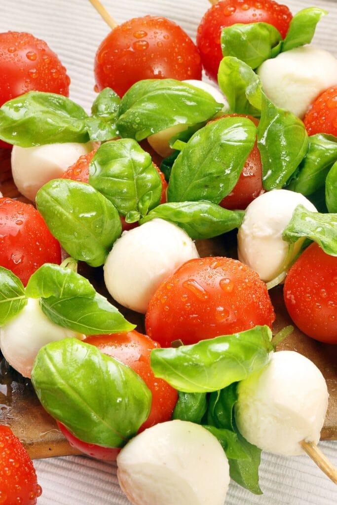 Caprese Skewers with Tomatoes and Mozzarella