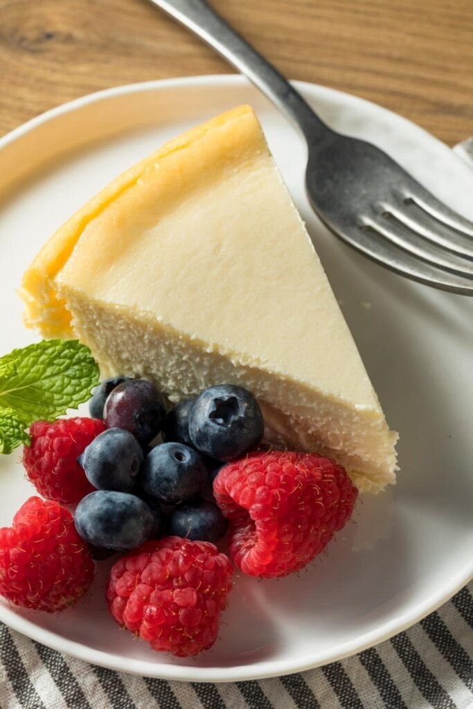 Sara Lee Cheesecake with Fresh Fruit on a plate