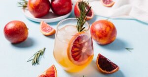 Cold Boozy Blood Orange Cocktail with Rosemary