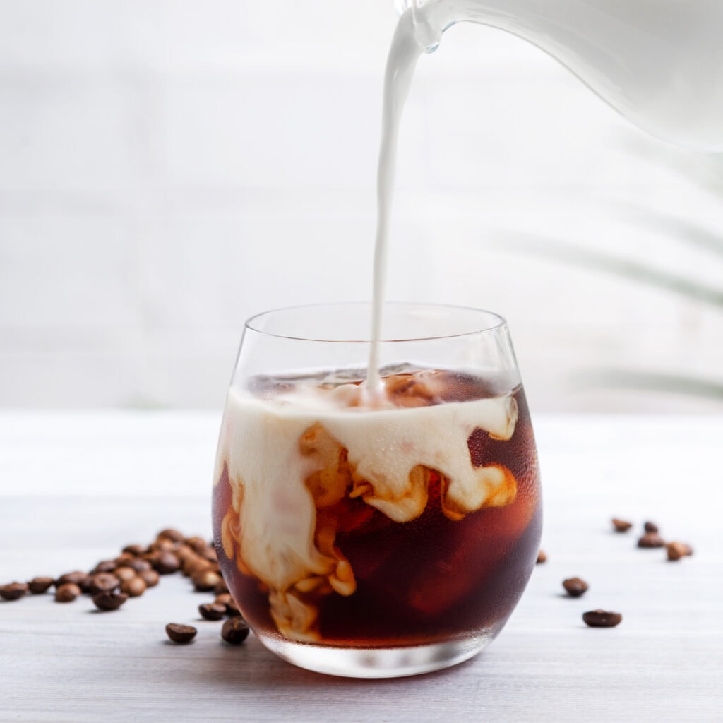 Cold Brew Coffee with Milk in a Glass