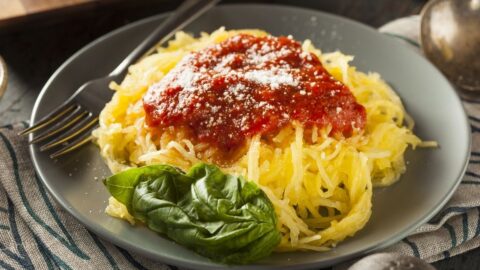Cooked Spaghetti squash Pasta with Marinara Sauce