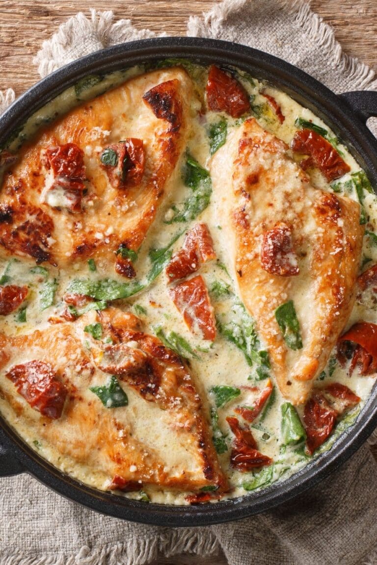 20 Best Asiago Cheese Recipes The Family Will Devour Insanely Good   Creamy Baked Asiago Chicken With Sun Dried Onions 768x1152 