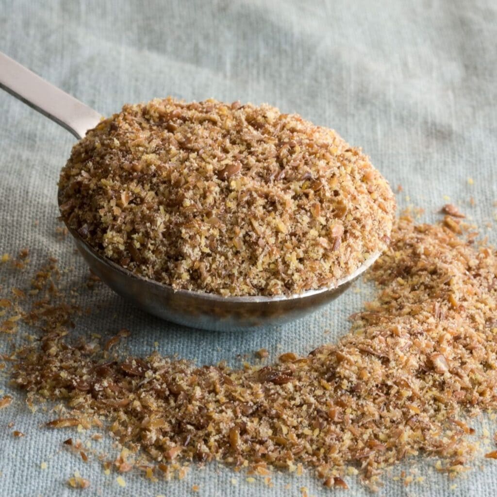 Flaxseed Meal in a Spoon