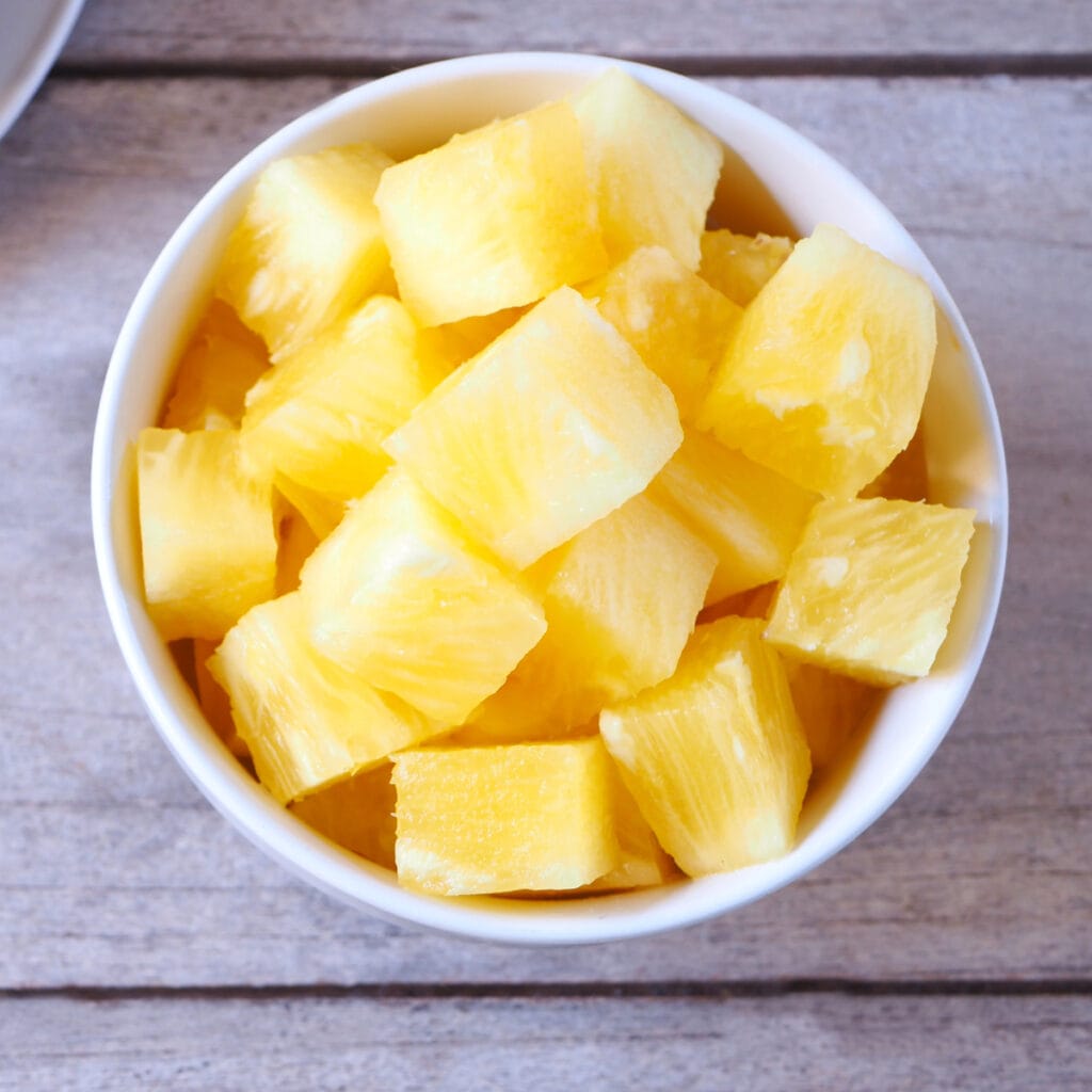 Fresh Pineapple Chunks in a Bowl
