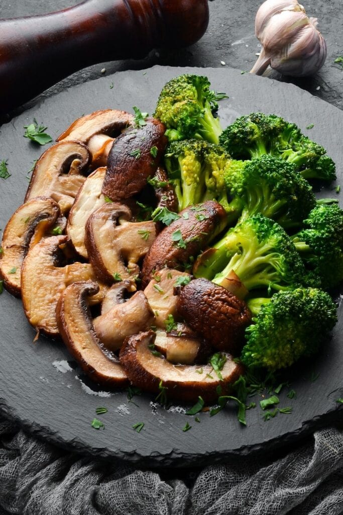 Fried Shiitake Mushrooms and Broccoli