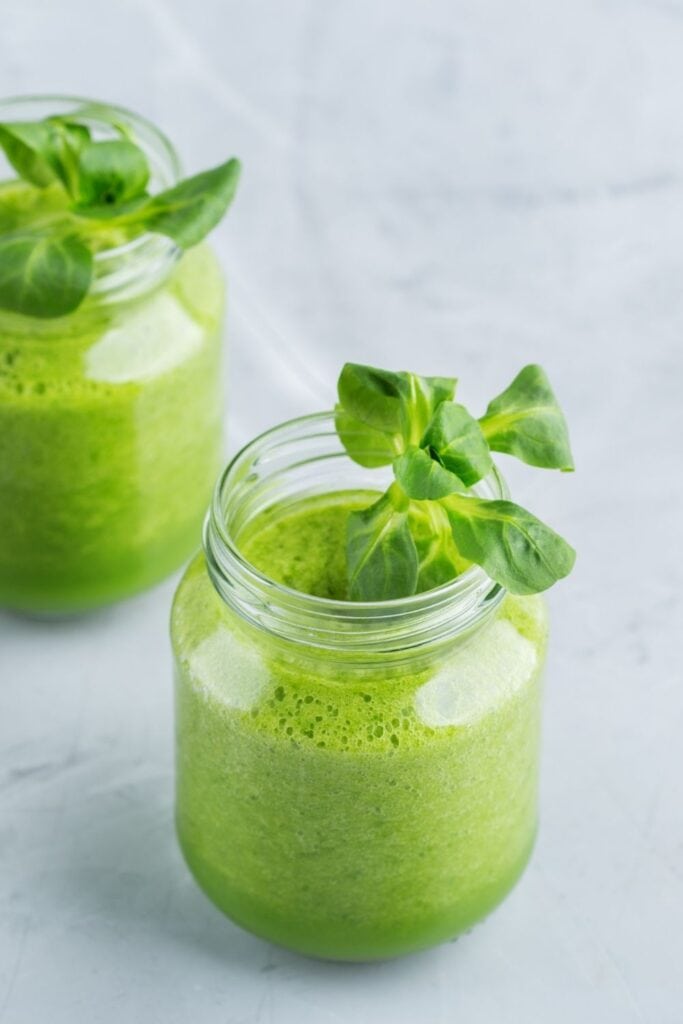 Healthy Green Smoothie in a Glass Jar