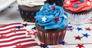Homemade 4th of July Cupcakes with Colorful Cream Frosting