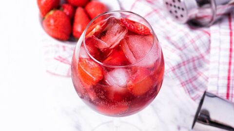 Homemade Aperol Spritz with Strawberry in a Glass
