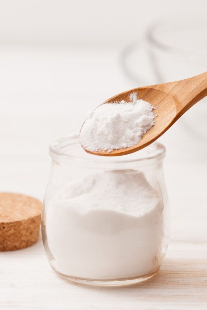Homemade Baking Powder in a Jar and Spoon