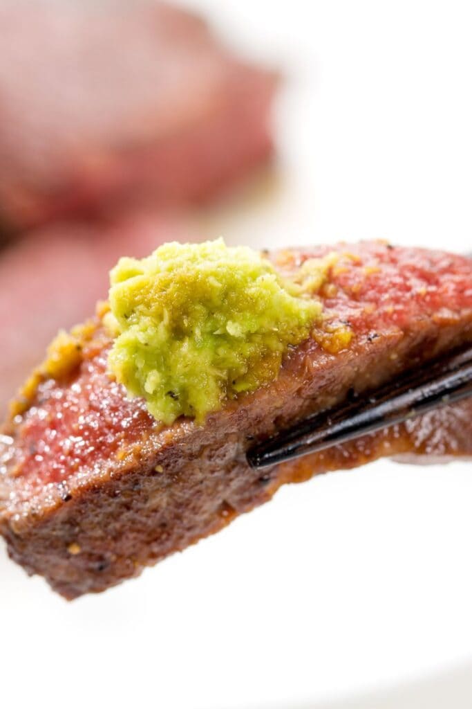 Thick and Juicy Piece of Steak with Wasabi