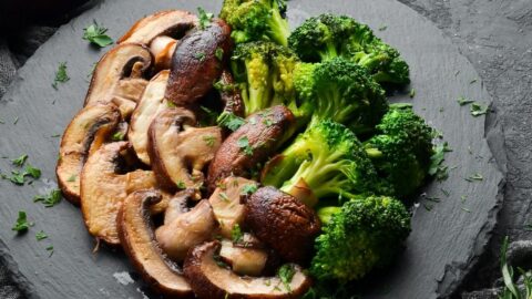 Homemade Fried Shiitake Mushrooms with Broccoli