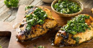 Homemade Grilled Chicken Breast with Chimichurri Sauce
