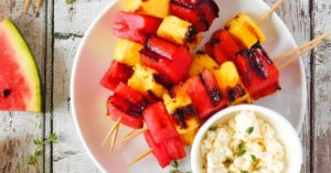 Homemade Grill Watermelon and Pineapple Kabobs with Side Dish