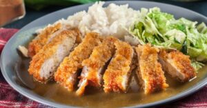 Homemade Japanese Katsu Curry with Rice and Veggies