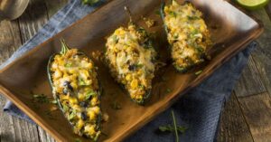 Homemade Stuffed Poblano Peppers with Corn and Beans