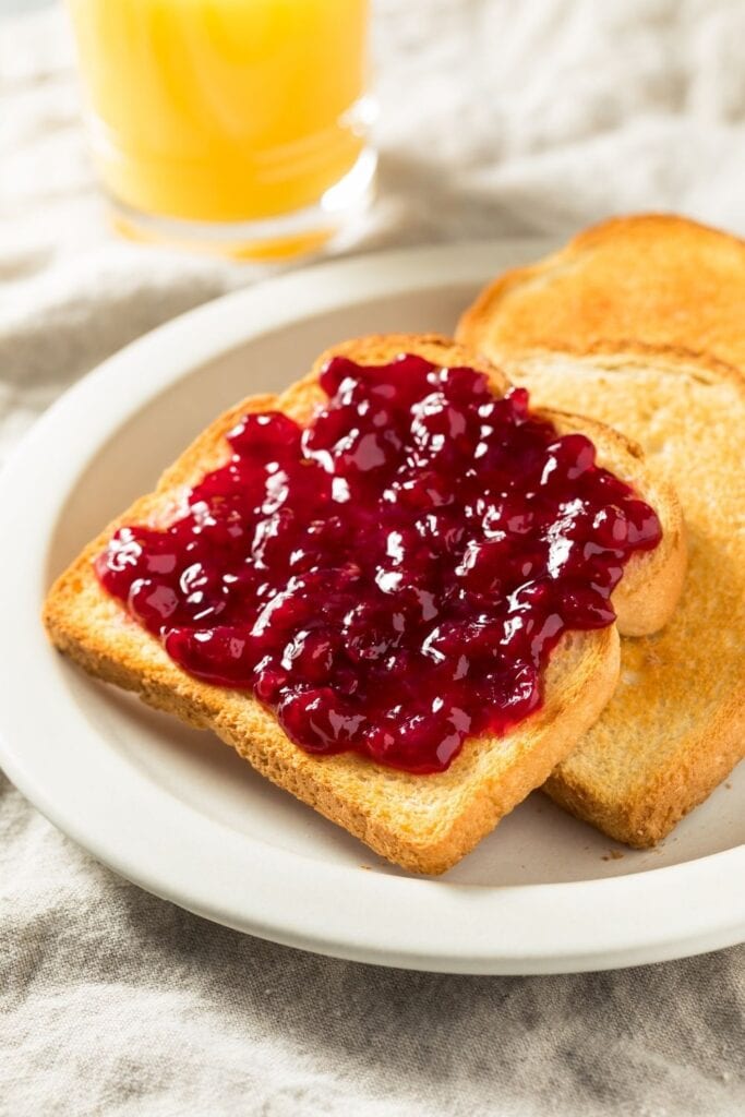 Homemade Toasted Bread with Lingonberry Jam