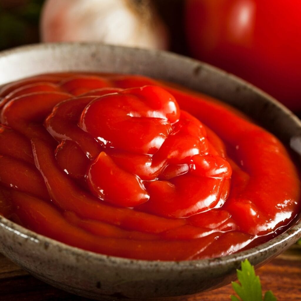 Ketchup In a Round Ceramic Bowl