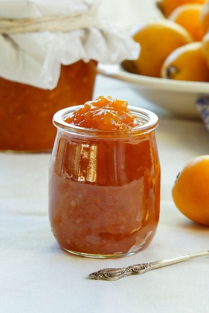 Loquat Jam in a Glass Jar