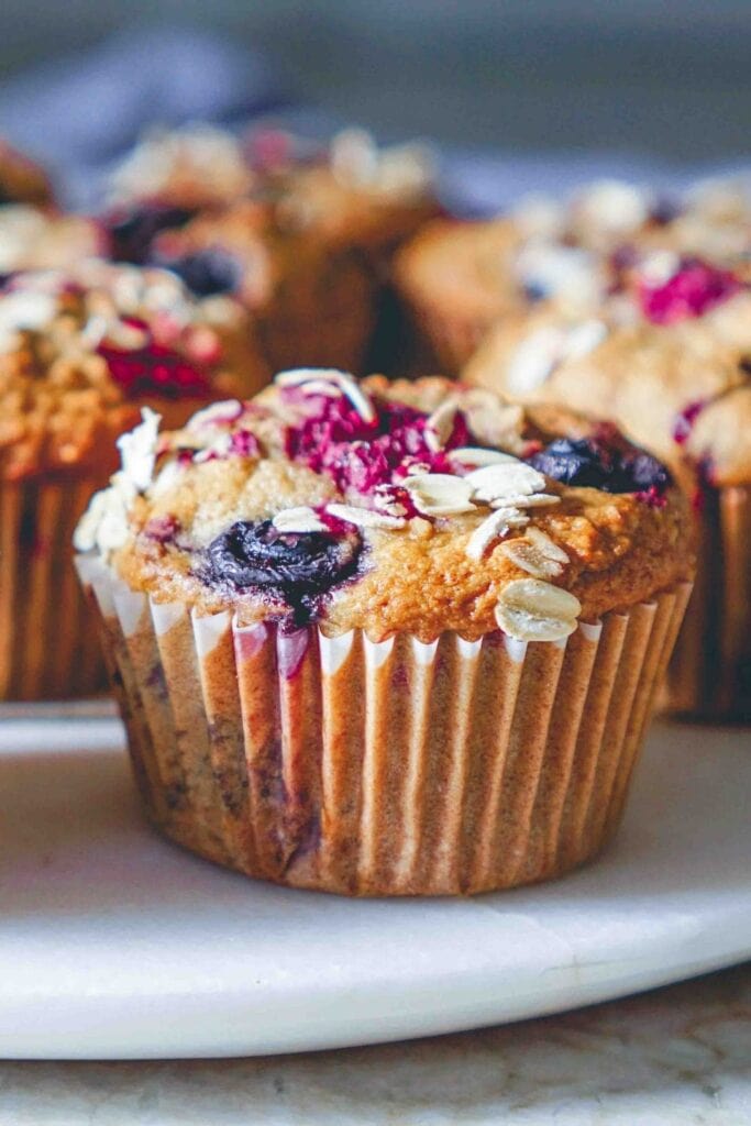 Sugar Free Oatmeal Muffins with Mixed Berries
