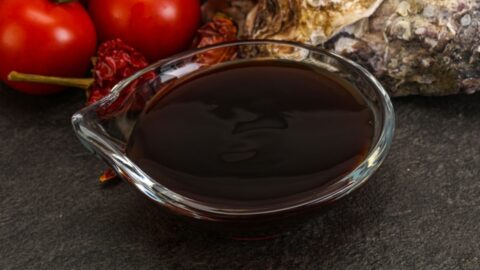 Oyster Sauce in a Small Glass Container