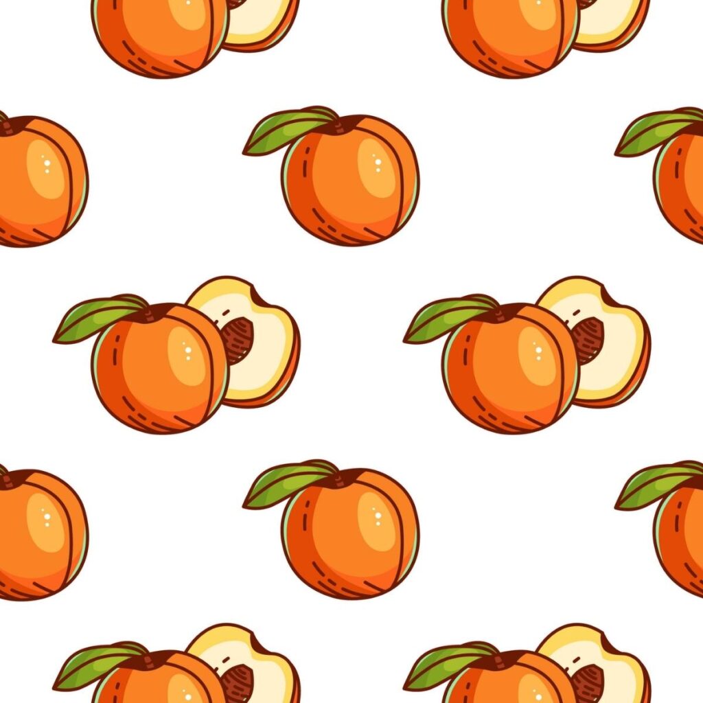 Sliced and Whole Peaches Drawing