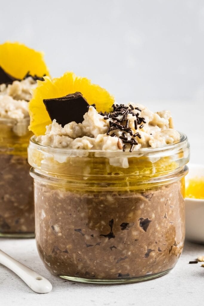 PB2 Peanut Butter Overnight Oats with Chocolate and Jimmies