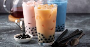 Refreshing Variety of Bubble Teas: Strawberry, Butterfly and Melon