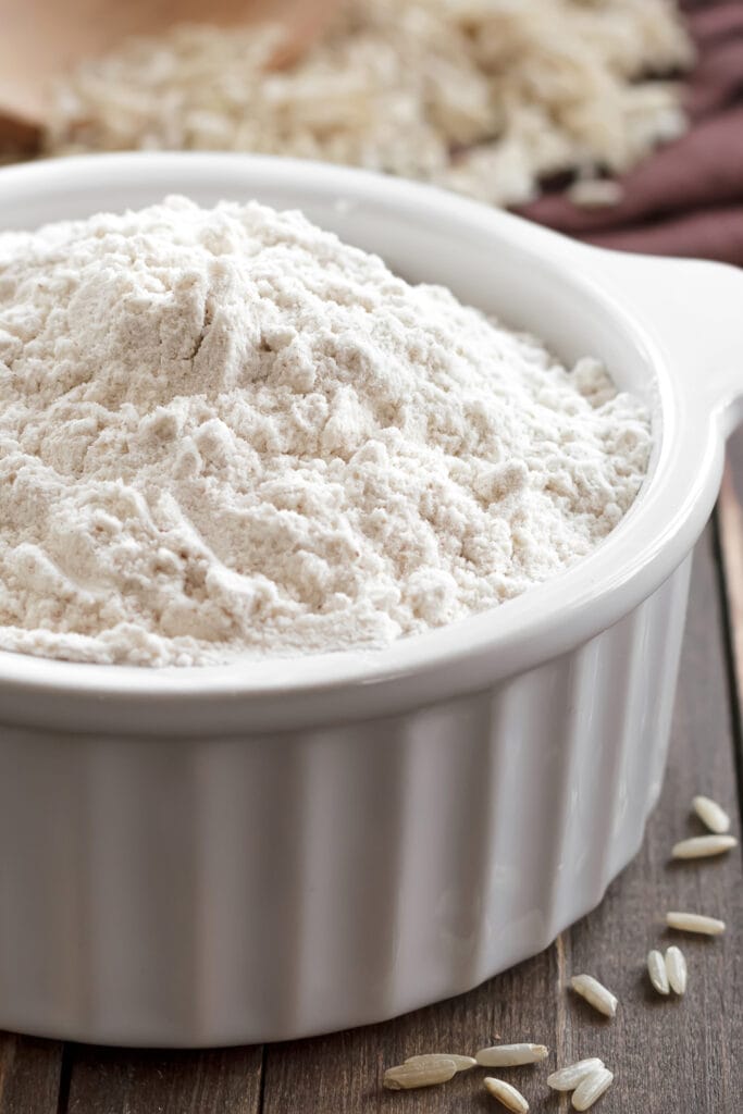 Rice Flour In A White Dish